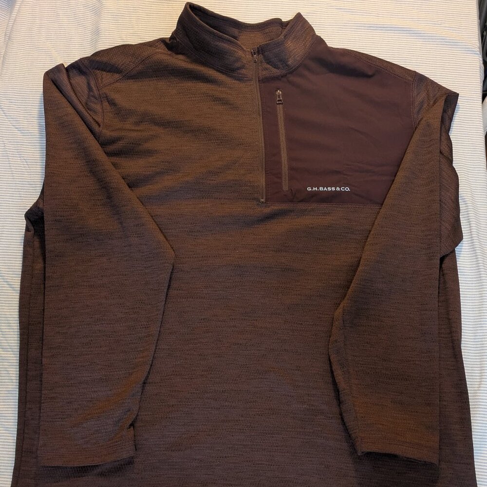 G.H. Bass & CO Men's Quarter Zip Fleece Midweight Maroon XL